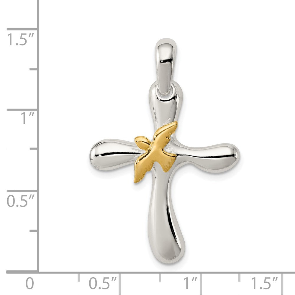 Sterlingsilber & Vermeil Taube Kreuz Anhänger
