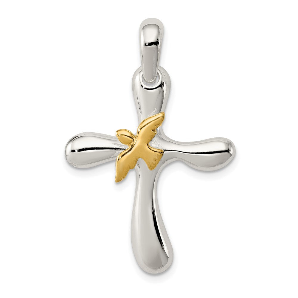 Sterlingsilber & Vermeil Taube Kreuz Anhänger