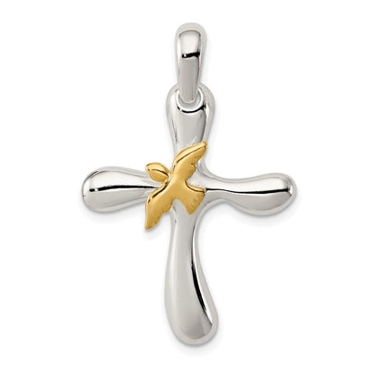 Sterlingsilber & Vermeil Taube Kreuz Anhänger
