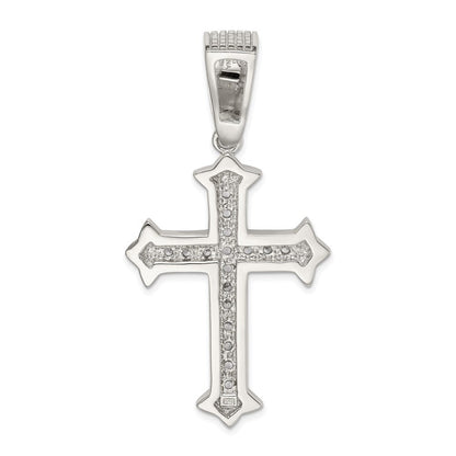 Sterlingsilber Rhodiniert Zirkonia Kreuz Anhänger