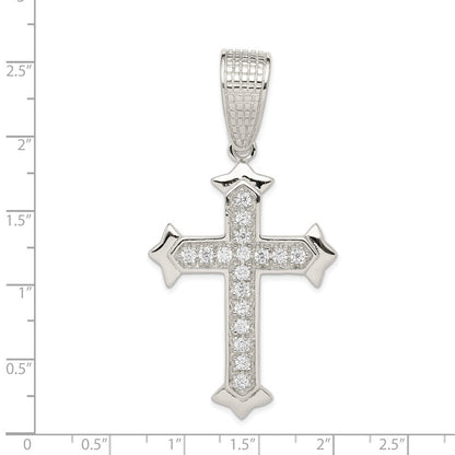 Sterlingsilber Rhodiniert Zirkonia Kreuz Anhänger