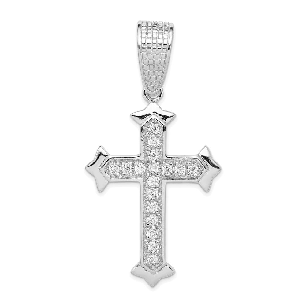 Sterlingsilber Rhodiniert Zirkonia Kreuz Anhänger