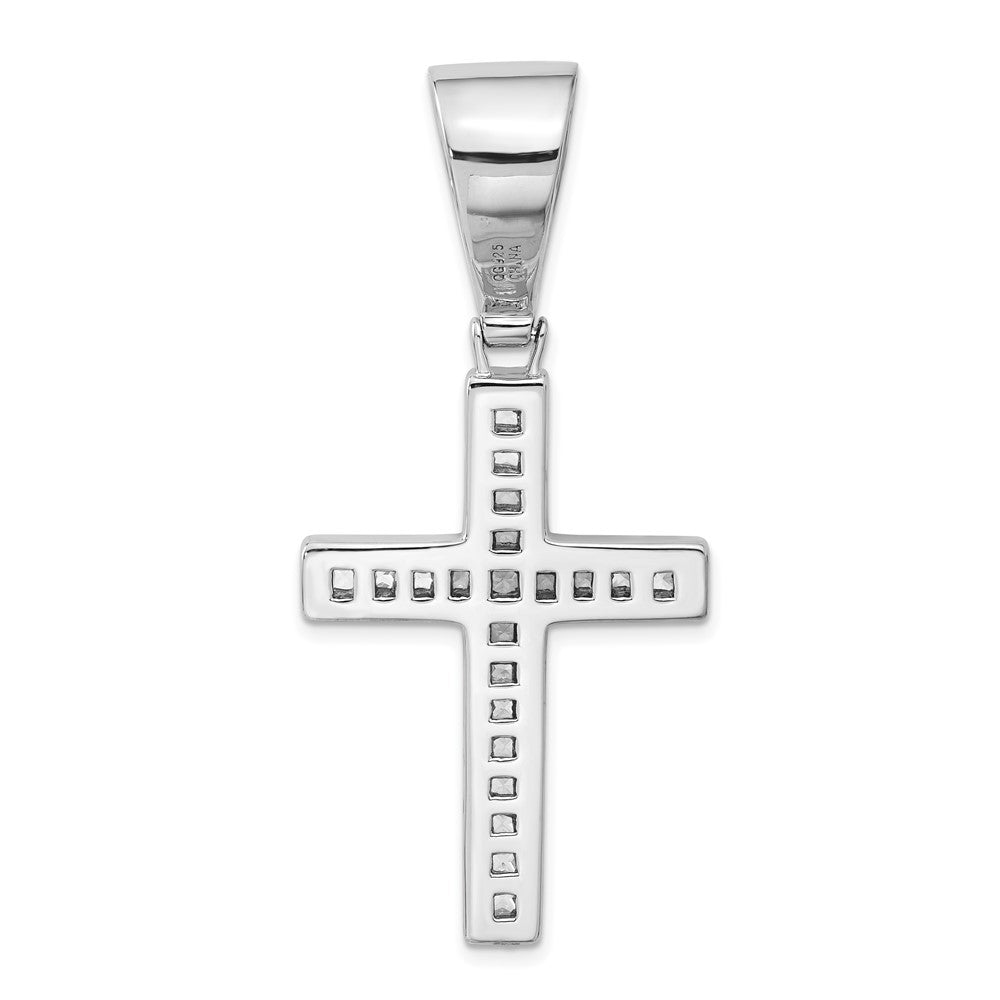 Sterlingsilber Rhodiniert Zirkonia Kreuz Anhänger