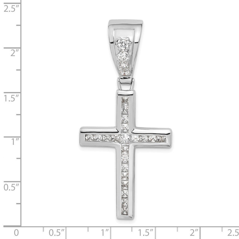 Sterlingsilber Rhodiniert Zirkonia Kreuz Anhänger