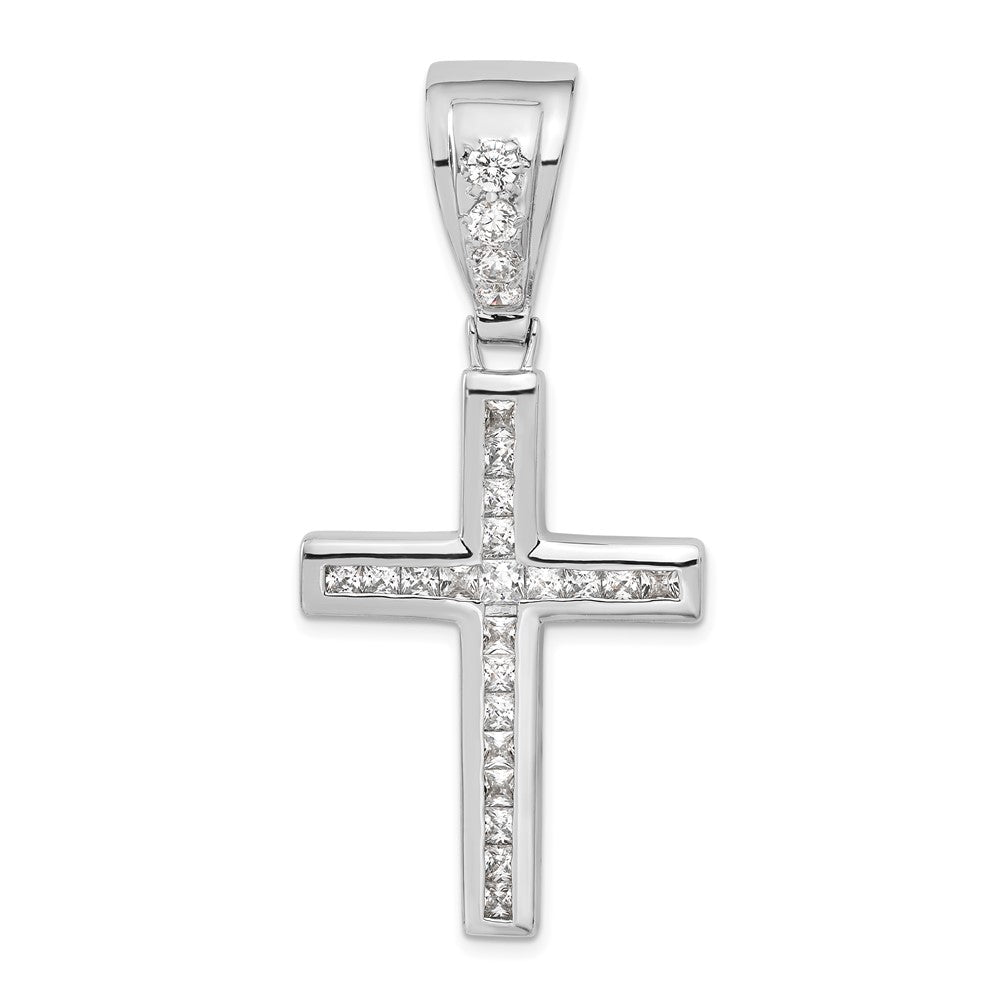 Sterlingsilber Rhodiniert Zirkonia Kreuz Anhänger