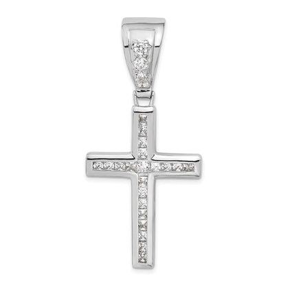 Sterlingsilber Rhodiniert Zirkonia Kreuz Anhänger
