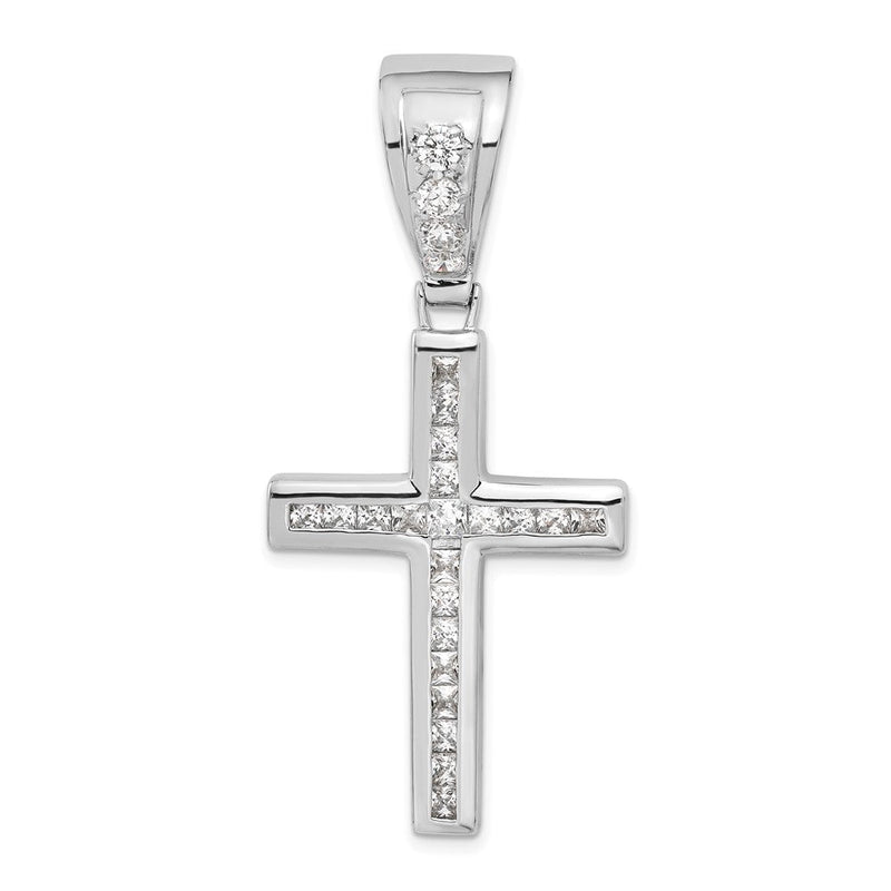 Sterlingsilber Rhodiniert Zirkonia Kreuz Anhänger