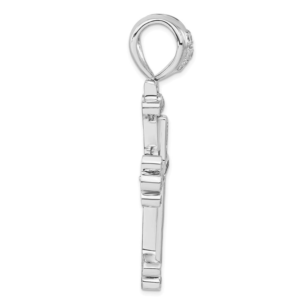 Sterlingsilber Poliert Zirkonia Kreuz Anhänger