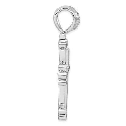 Sterlingsilber Poliert Zirkonia Kreuz Anhänger