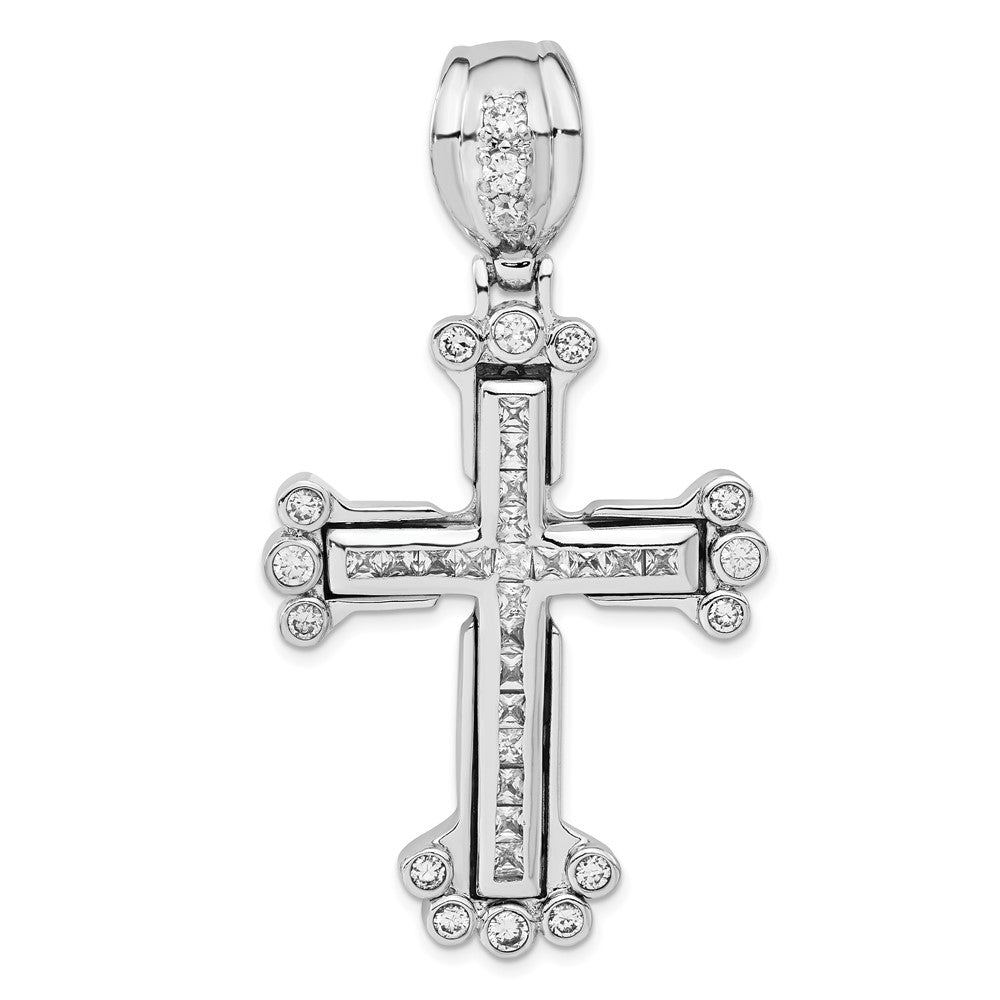 Sterlingsilber Poliert Zirkonia Kreuz Anhänger