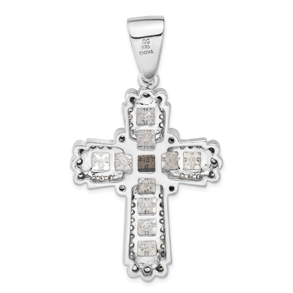 Sterlingsilber Poliert Zirkonia Kreuz Anhänger