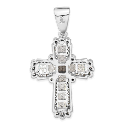 Sterlingsilber Poliert Zirkonia Kreuz Anhänger