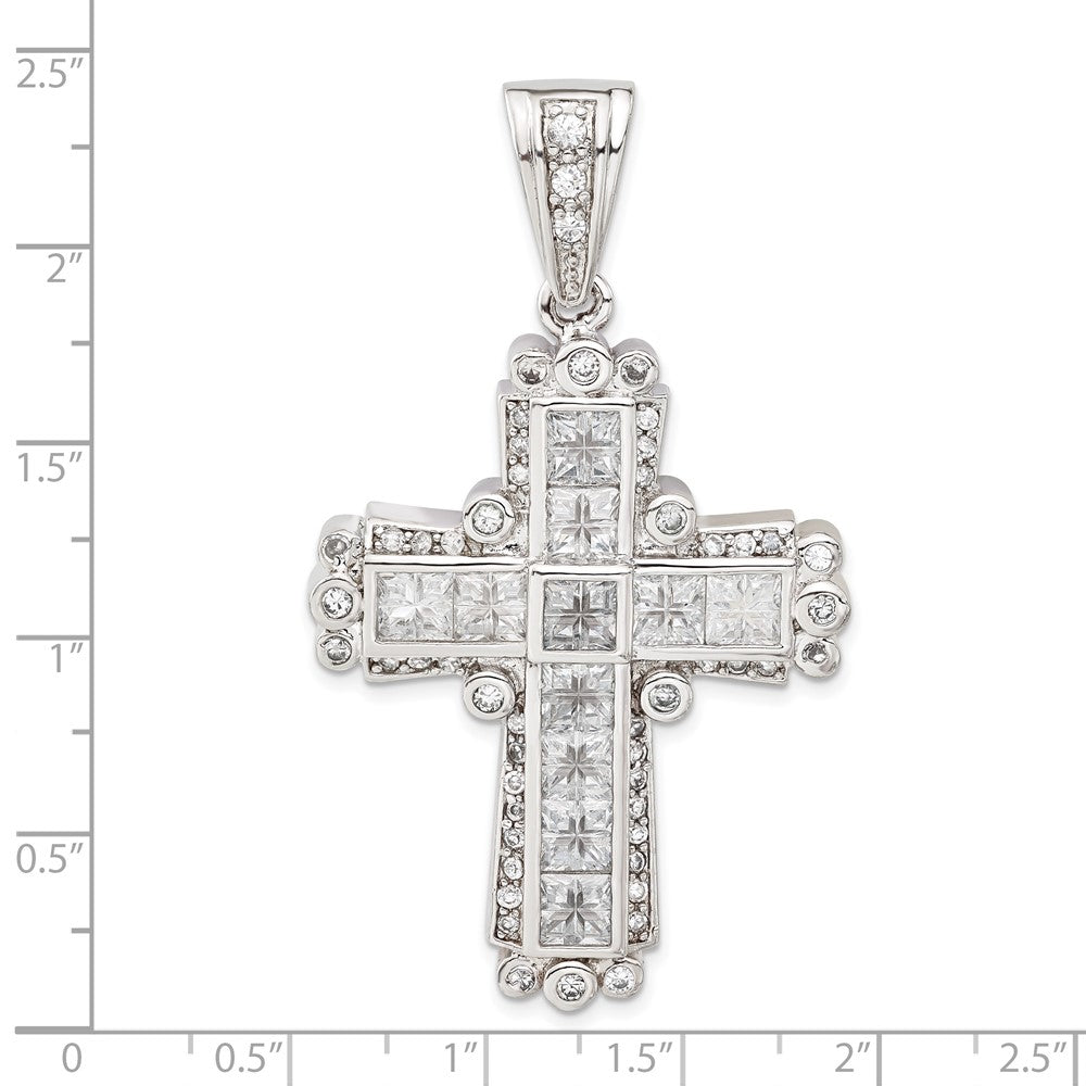 Sterlingsilber Poliert Zirkonia Kreuz Anhänger