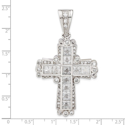 Sterlingsilber Poliert Zirkonia Kreuz Anhänger