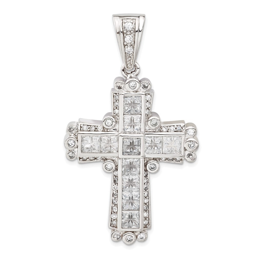 Sterlingsilber Poliert Zirkonia Kreuz Anhänger