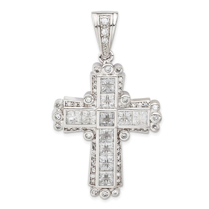 Sterlingsilber Poliert Zirkonia Kreuz Anhänger