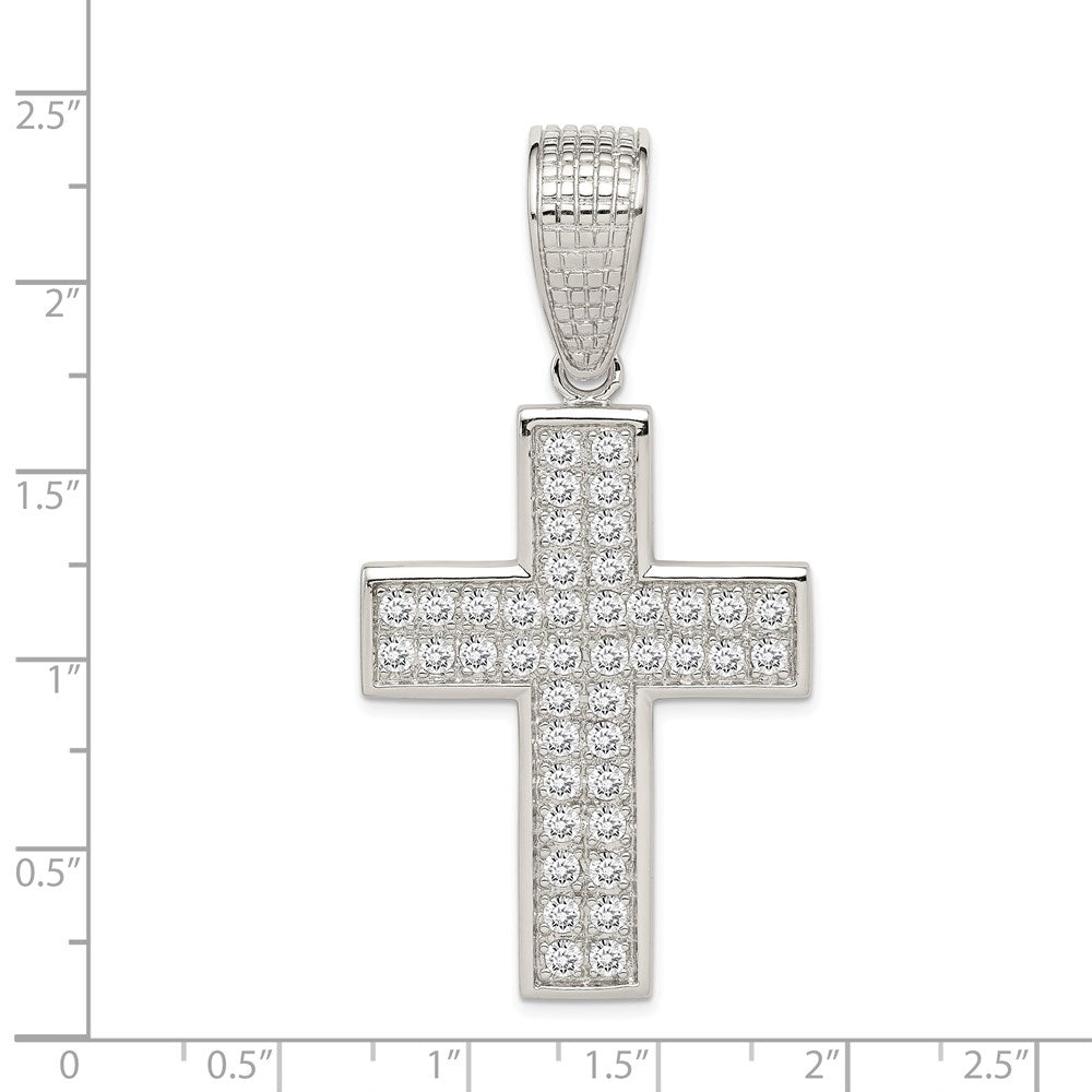 Sterlingsilber Rhodiniert Zirkonia Kreuz Anhänger