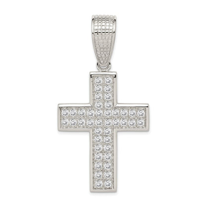 Sterlingsilber Rhodiniert Zirkonia Kreuz Anhänger