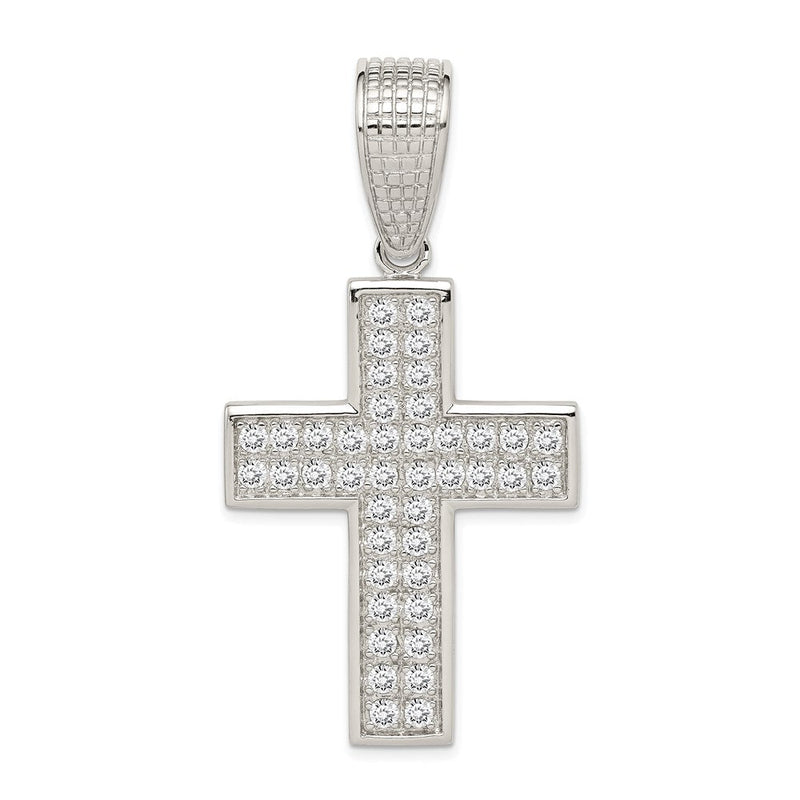 Sterlingsilber Rhodiniert Zirkonia Kreuz Anhänger