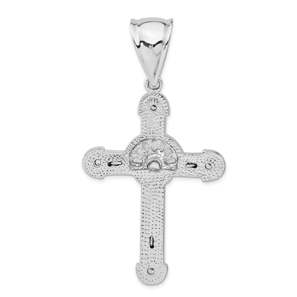 Sterlingsilber Poliert Zirkonia Kruzifix Anhänger