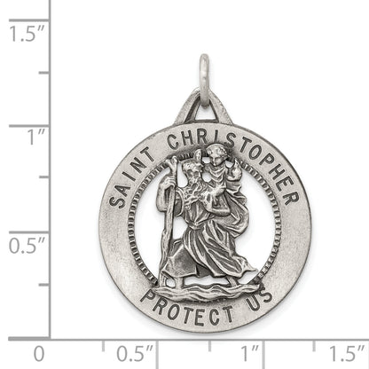 Sterlingsilber Antikisiert St. Christopher Medaille