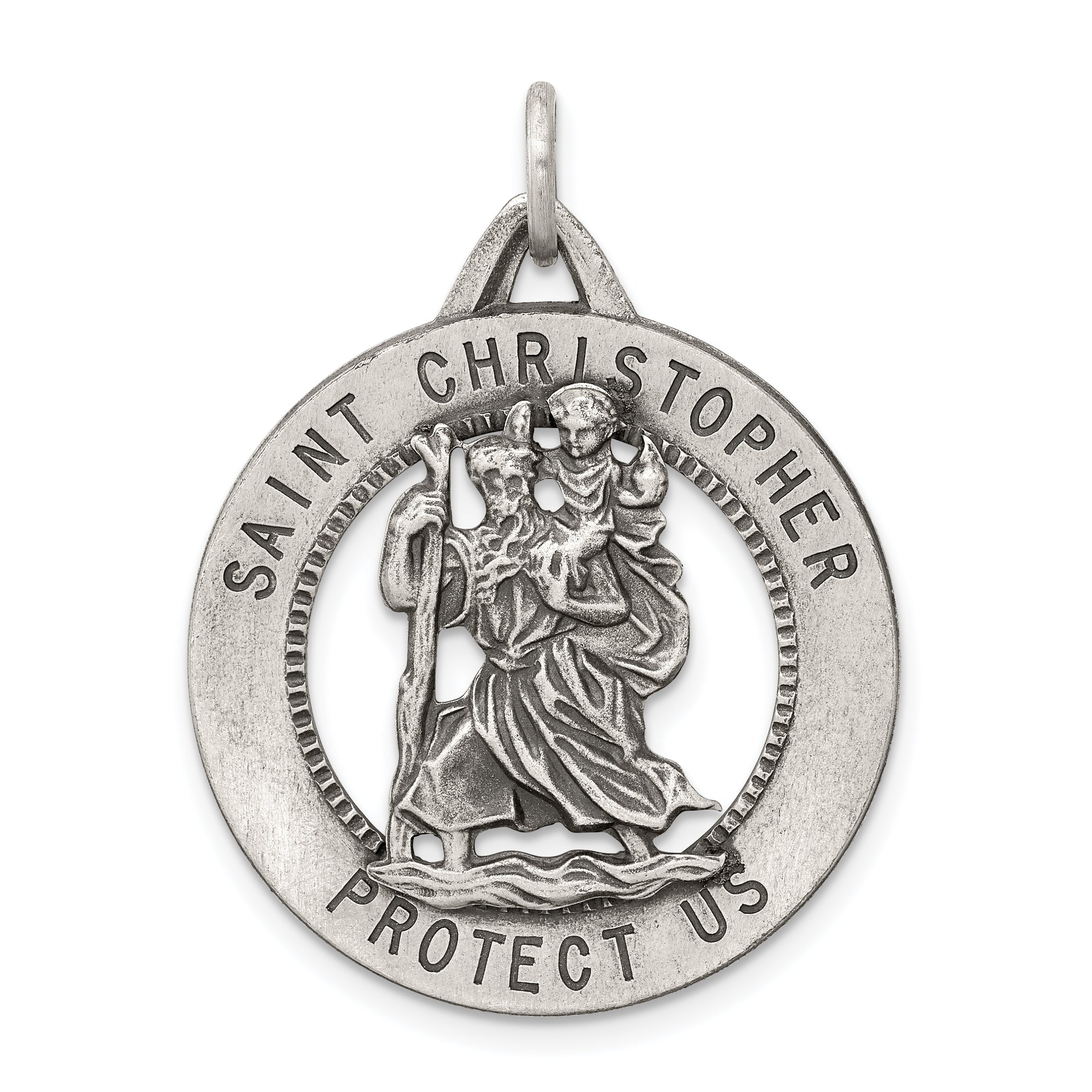 Sterlingsilber Antikisiert St. Christopher Medaille