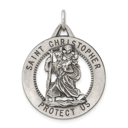 Sterlingsilber Antikisiert St. Christopher Medaille