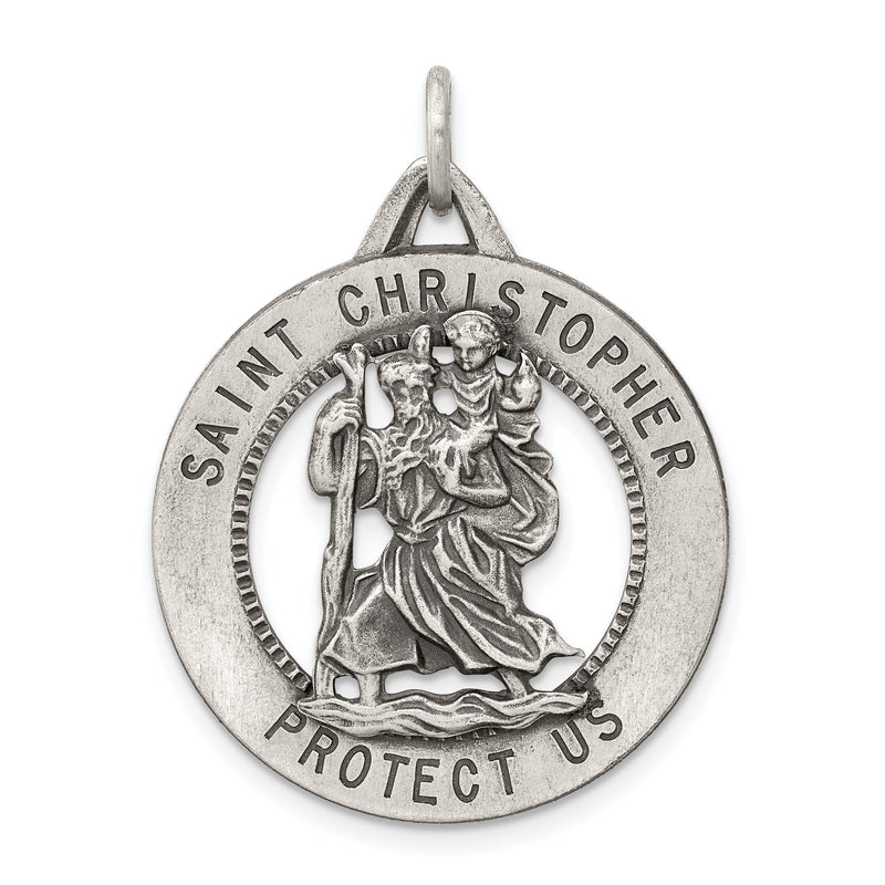 Sterlingsilber Antikisiert St. Christopher Medaille