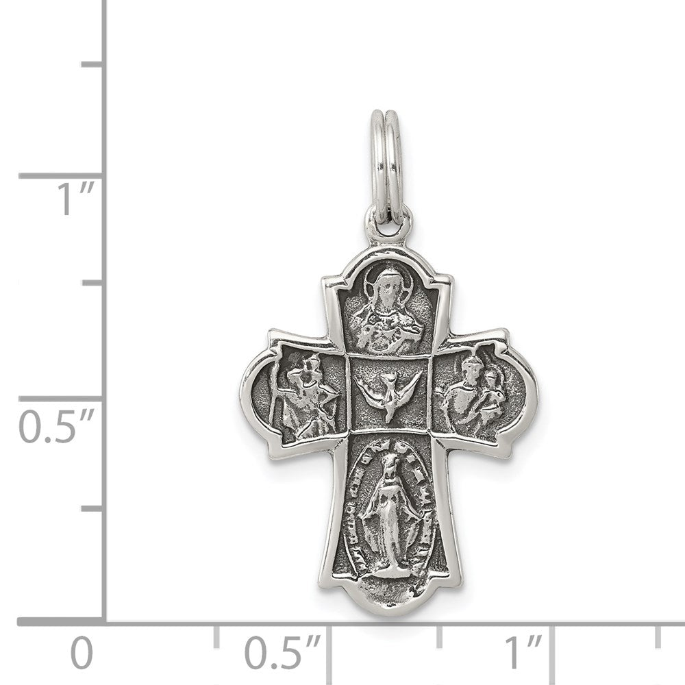 Sterlingsilber Antikisiert Kreuz Charm