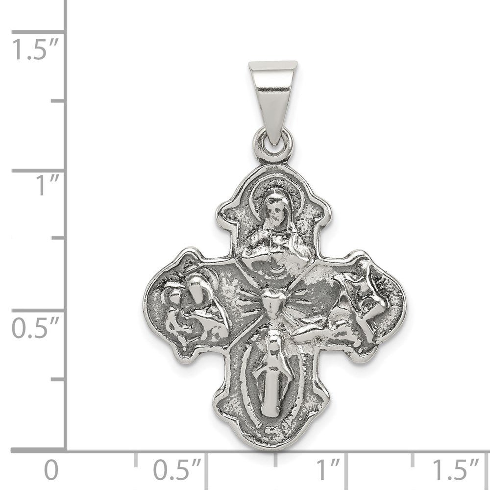 Sterlingsilber Antikisiert 4-way Medaille