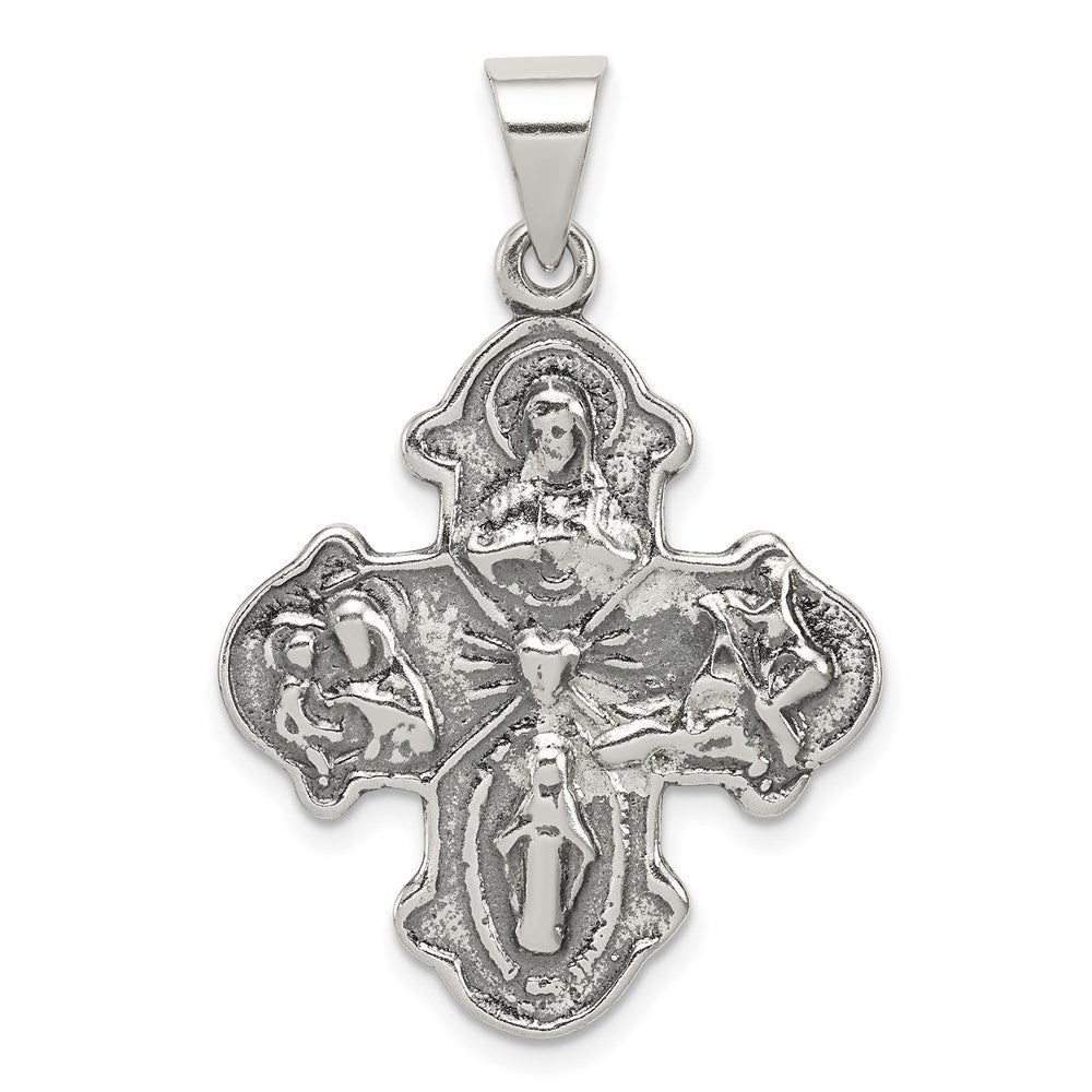 Sterlingsilber Antikisiert 4-way Medaille