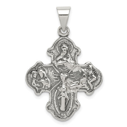 Sterlingsilber Antikisiert 4-way Medaille