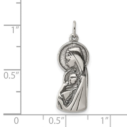 Sterlingsilber Antikisiert Gesegnet Mary & Kind Jesus Charm
