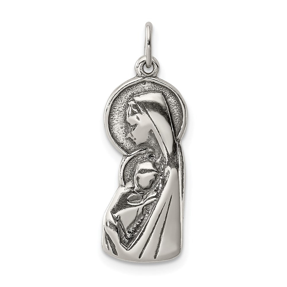 Sterlingsilber Antikisiert Gesegnet Mary & Kind Jesus Charm