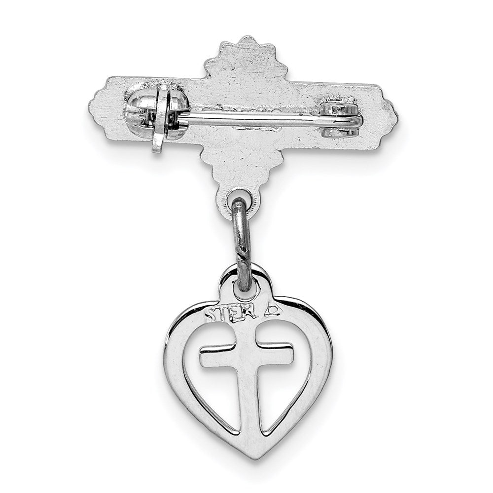 Sterlingsilber Rhodiniert und Vermeil Kreuz Hängend Brosche