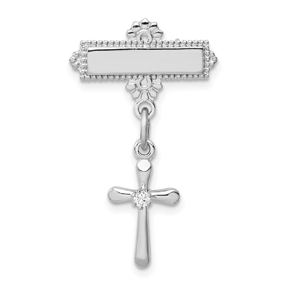 Sterlingsilber Rhodiniert Poliert Zirkonia Kreuz Hängend Brosche
