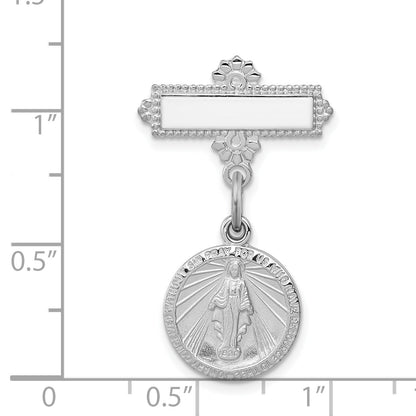 Sterlingsilber Rhodiniert Wundertätig Medaille Hängend Brosche