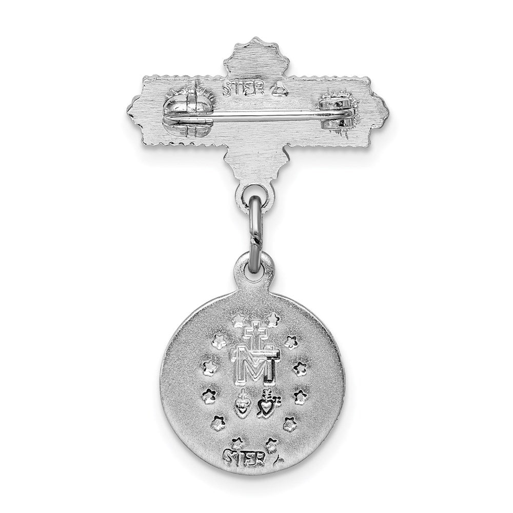 Sterlingsilber Rhodiniert Emailliert Wundertätig Medaille Brosche