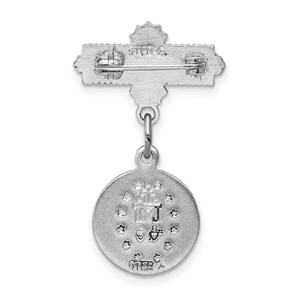Sterlingsilber Rhodiniert Emailliert Wundertätig Medaille Brosche