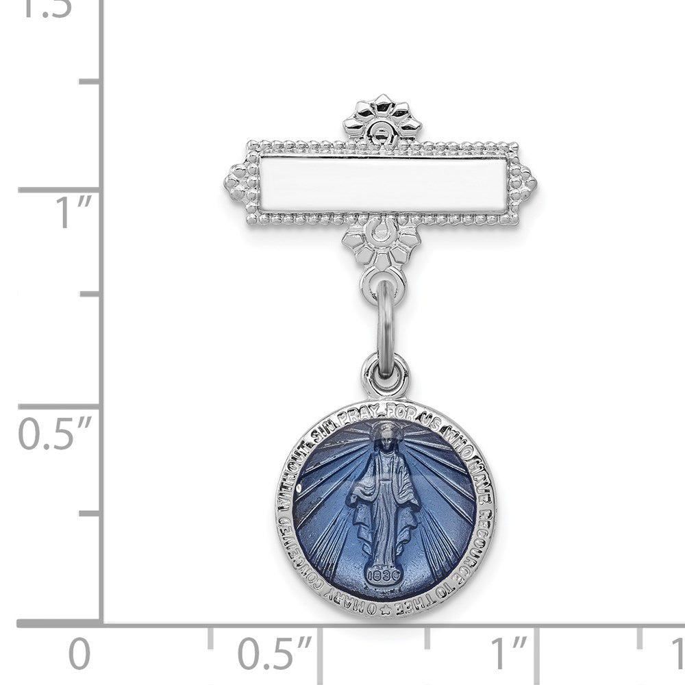 Sterlingsilber Rhodiniert Emailliert Wundertätig Medaille Brosche