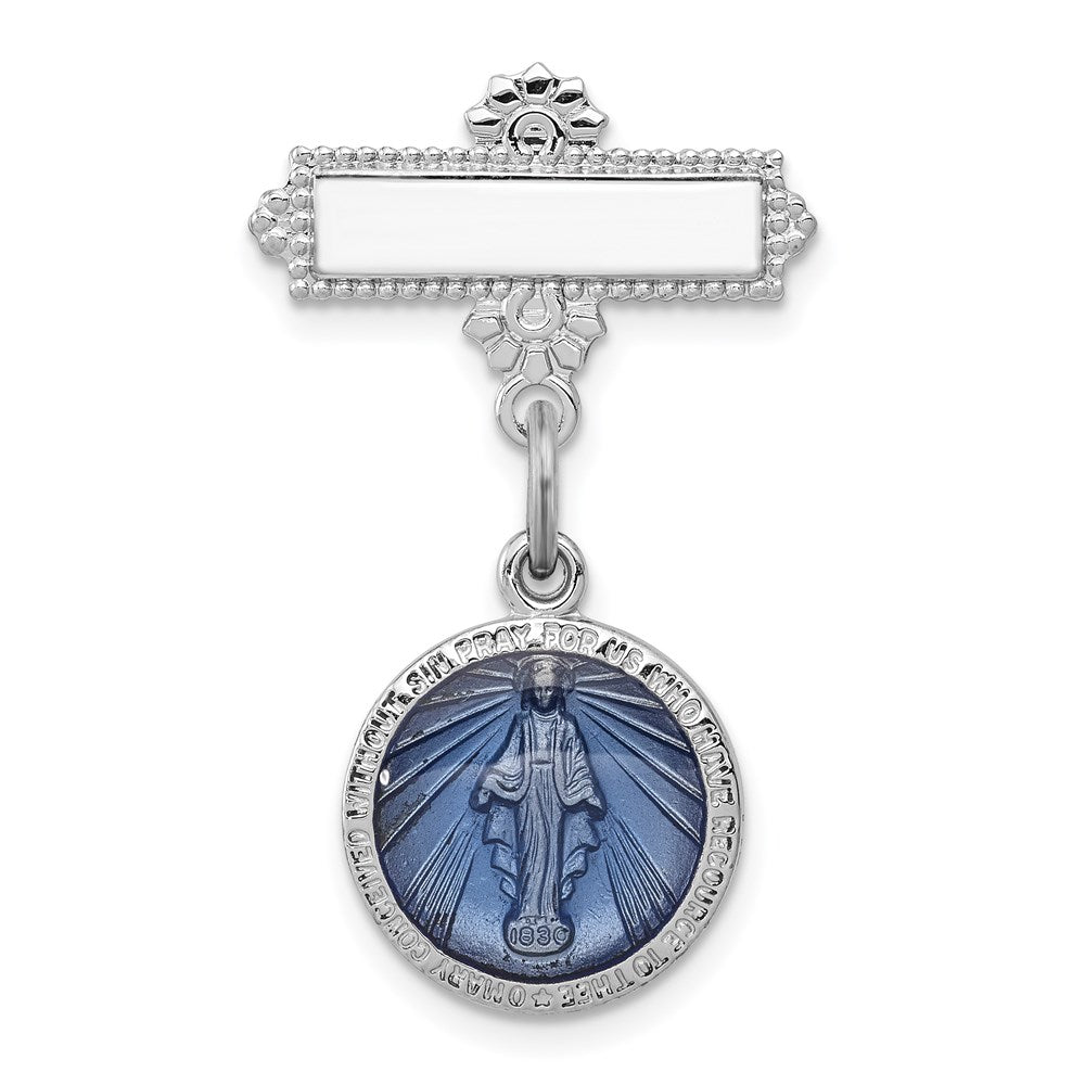 Sterlingsilber Rhodiniert Emailliert Wundertätig Medaille Brosche