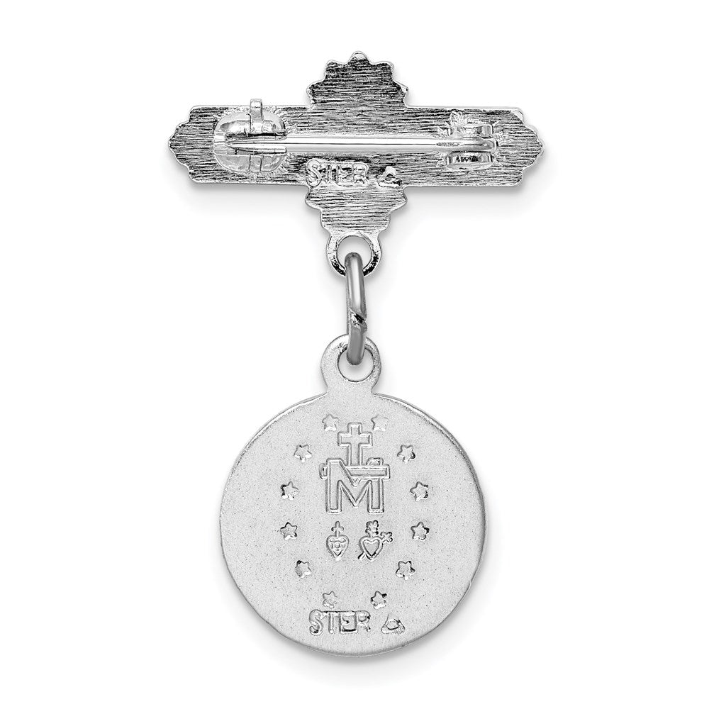 Sterlingsilber Rhodiniert Emailliert Wundertätig Medaille Brosche