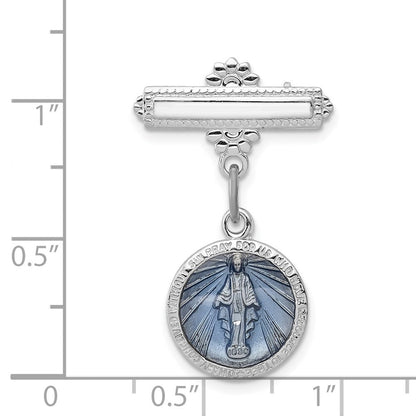 Sterlingsilber Rhodiniert Emailliert Wundertätig Medaille Brosche