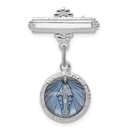 Sterlingsilber Rhodiniert Emailliert Wundertätig Medaille Brosche