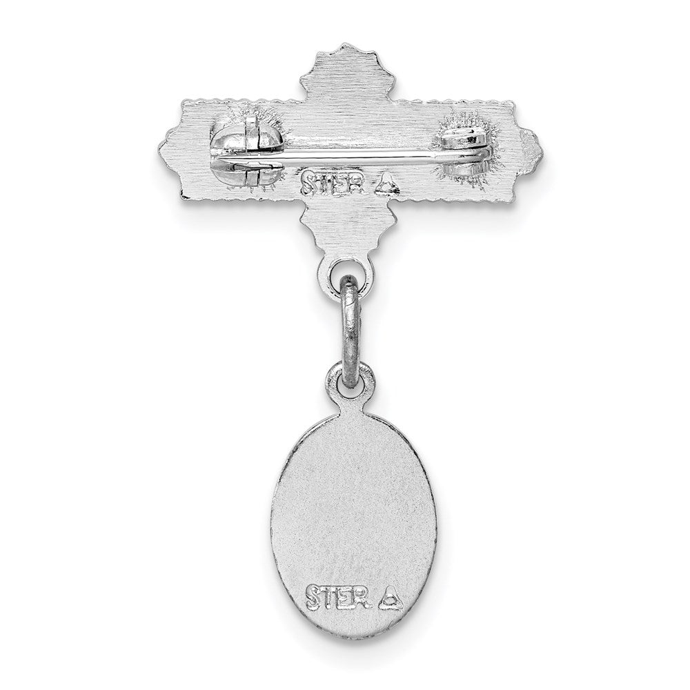 Sterlingsilber Rhodiniert Saint Christopher Medaille Brosche