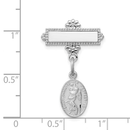 Sterlingsilber Rhodiniert Saint Christopher Medaille Brosche
