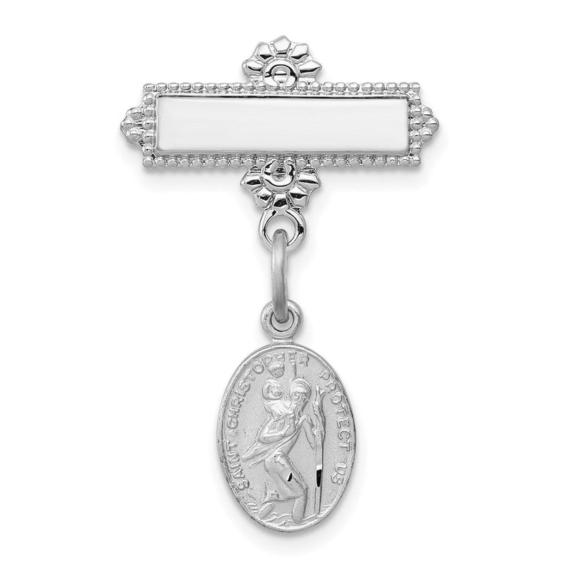 Sterlingsilber Rhodiniert Saint Christopher Medaille Brosche