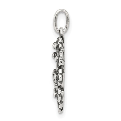 Sterlingsilber Antikisiert Kreuz, Krone & Wreath Charm