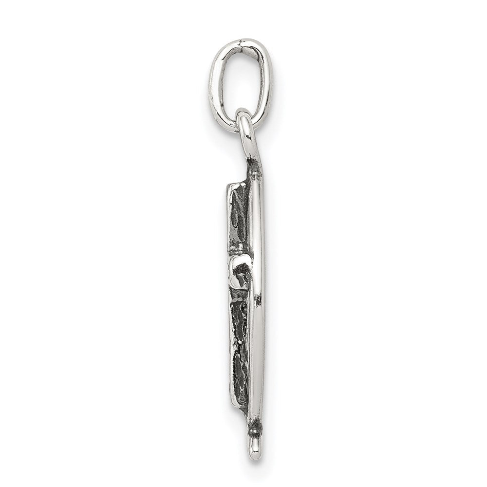 Sterlingsilber Antikisiert Ichthus Fisch Kreuz Charm