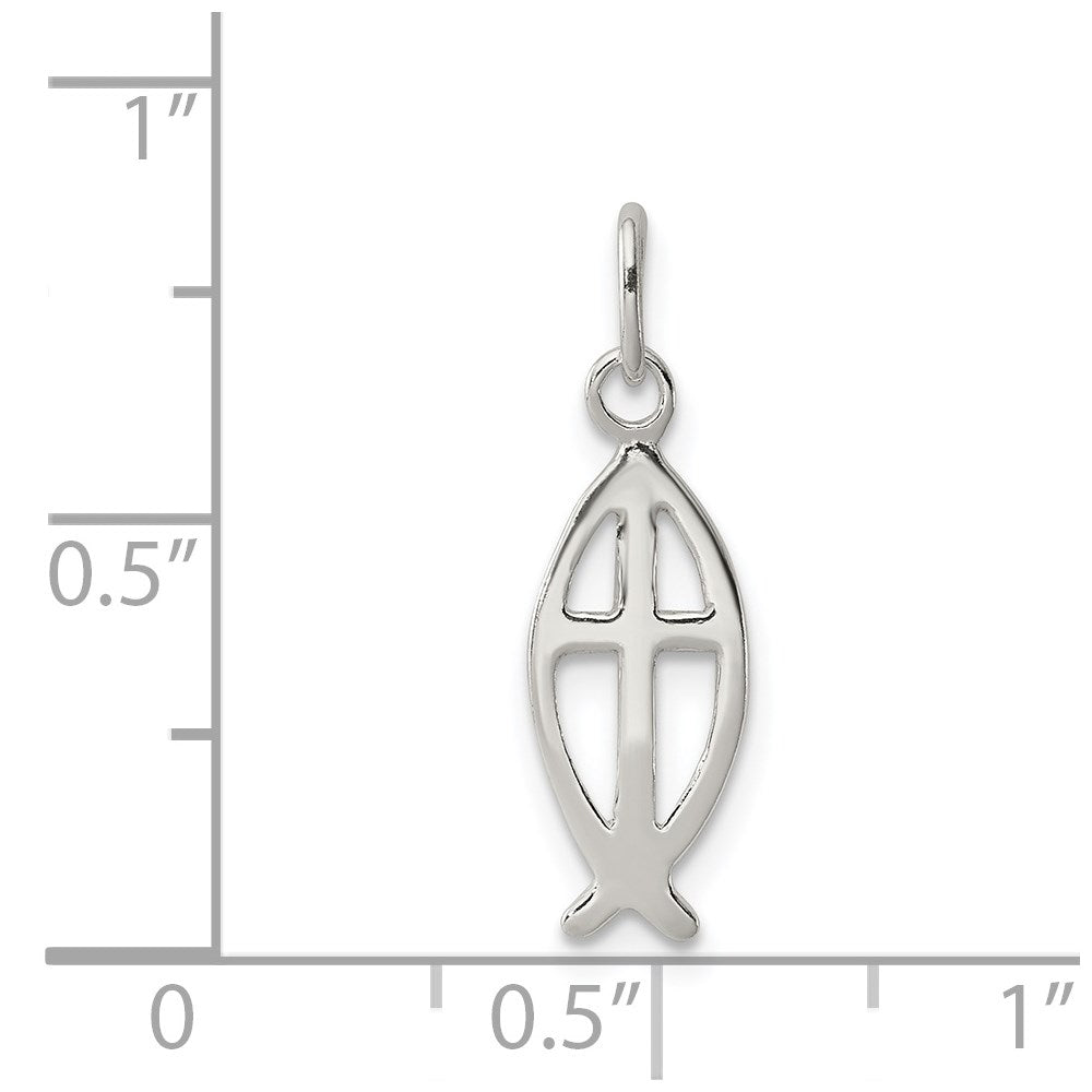 Sterlingsilber Ichthus Fisch Kreuz Charm